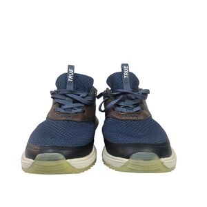 True & Co. Navy and Brown Knit Low-Top Sneakers with White Sole